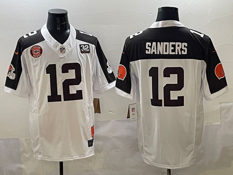 Men 2025 Cleveland Browns #12 Sanders white 3th generation Throwback Nike Limited NFL Jersey style 002->arizona diamondback->MLB Jersey